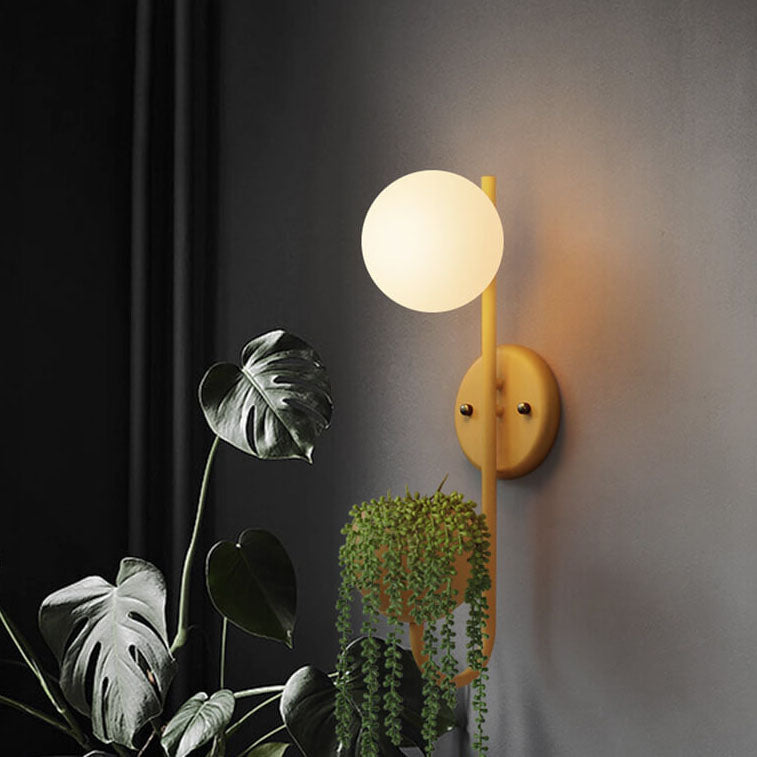 Glass Shade Sconce Light Iron 9 in Wide for Bedroom Bedside Reading Hallway Accent Hardwired Fixture Industrial Modern Minimalist Decor