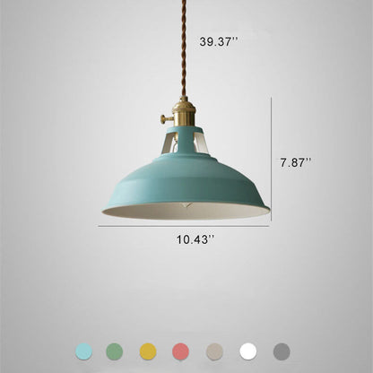 Hanging Dome Ceiling Fixture with Metal Shade for Kitchen Island & Dining Room – Hardwired Single-Bulb Farmhouse Design