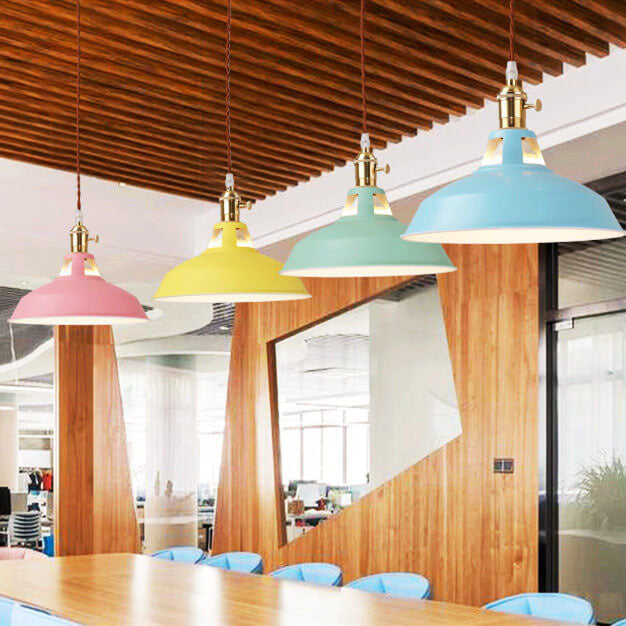 Hanging Dome Ceiling Fixture with Metal Shade for Kitchen Island & Dining Room – Hardwired Single-Bulb Farmhouse Design