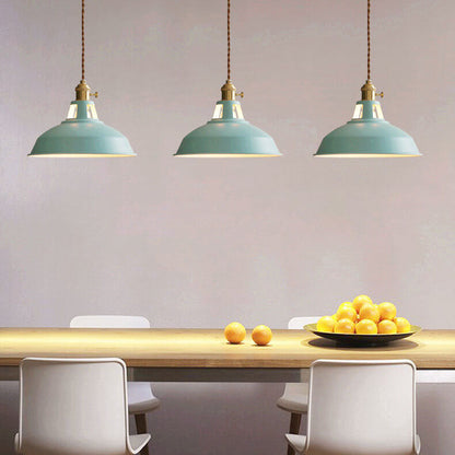 Hanging Dome Ceiling Fixture with Metal Shade for Kitchen Island & Dining Room – Hardwired Single-Bulb Farmhouse Design