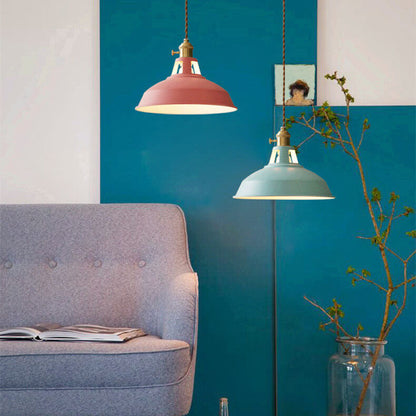 Hanging Dome Ceiling Fixture with Metal Shade for Kitchen Island & Dining Room – Hardwired Single-Bulb Farmhouse Design