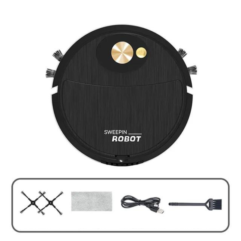 Cordless Robotic Floor Sweeper Mop Vacuum 9 Inch Wide Slim Profile Self-Navigating Hardwood Tile Laminate Pet Hair Dust Multi-Surface Rechar