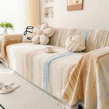 Sierra Sofa Cover - Premium Chenille, Color Striped Design