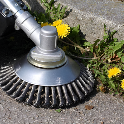 Weed Eater Attachment with Carbon Steel Wire Brush, Garden Tool and Weeding Tool for Driveways and Patios