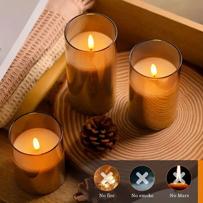 Remote-Controlled Flameless LED Candles with Smoke Glass Housing for Living Rooms, Bedrooms & Dining Spaces