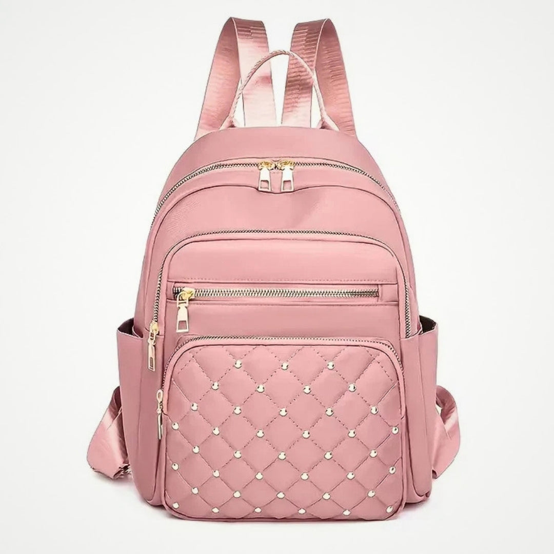 Multi-Compartment Quilted Backpack with Adjustable Straps & Top Handle for School, Work & Travel