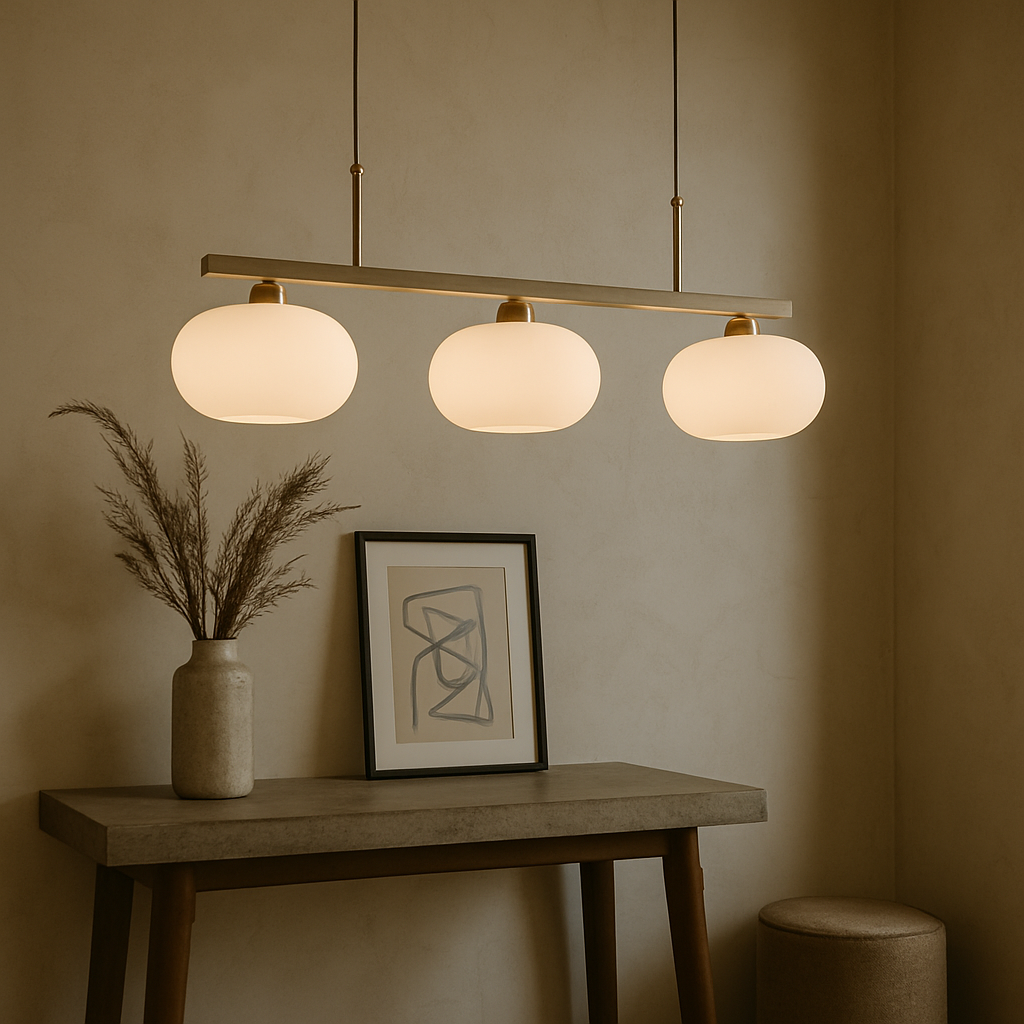 Triple Glass Shade Hanging Light 7-inch Globes Adjustable Height Silver Gold Kitchen Dining Room Ceiling Fixture for Modern Homes