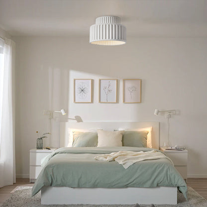 Flush Mount Resin Ceiling Light Fixture E27 Socket Textured Shade White for Kitchen Bedroom Hallway Low Profile Modern Minimalist Scandinavi