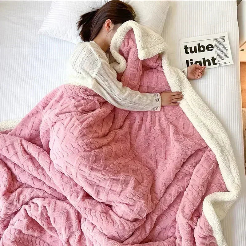 Reversible Sherpa Fleece Blanket Plush Microfiber Winter Throw for Bed Couch Queen King Twin Soft Warm Double-Sided Lightweight Machine