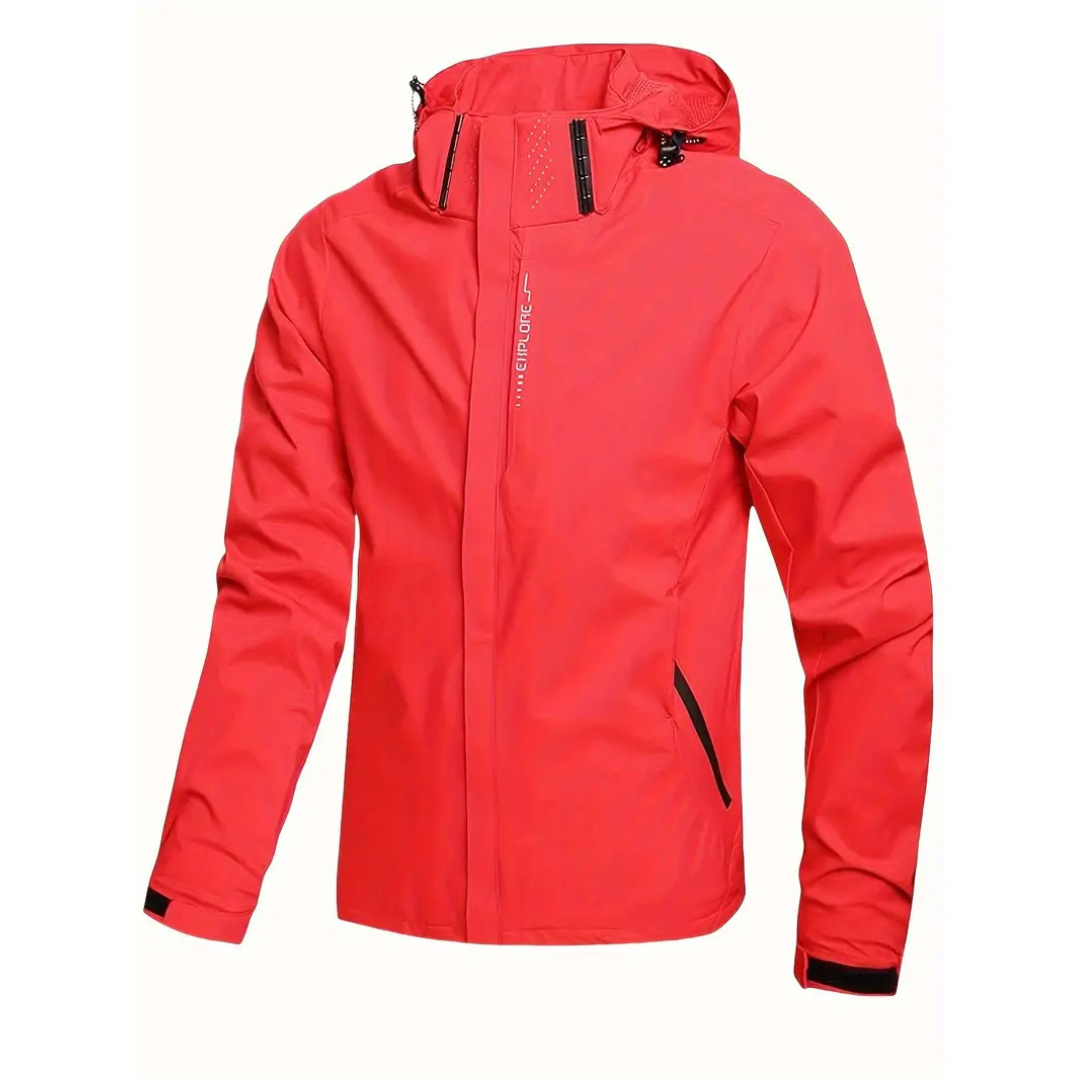 Lightweight Zip-Front Rain Jacket with Hood – Breathable Weather Shell for Men