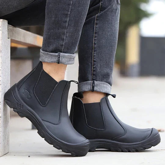 Steel Toe Work Boots with Arch Support & Cushioned Insole for Construction & Warehouse