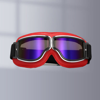 Retro Leather-Padded Motorcycle Goggles for Vintage Riding
