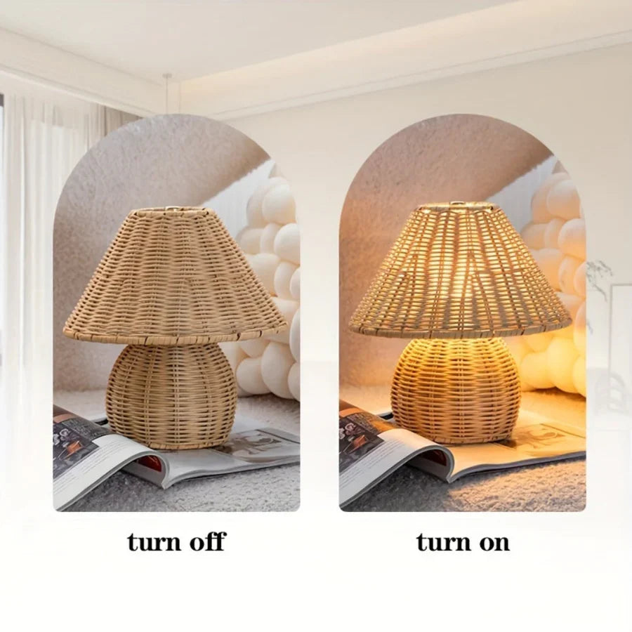 NoyaGlow – Rattan Weave Table Lamp Natural Home Decor
