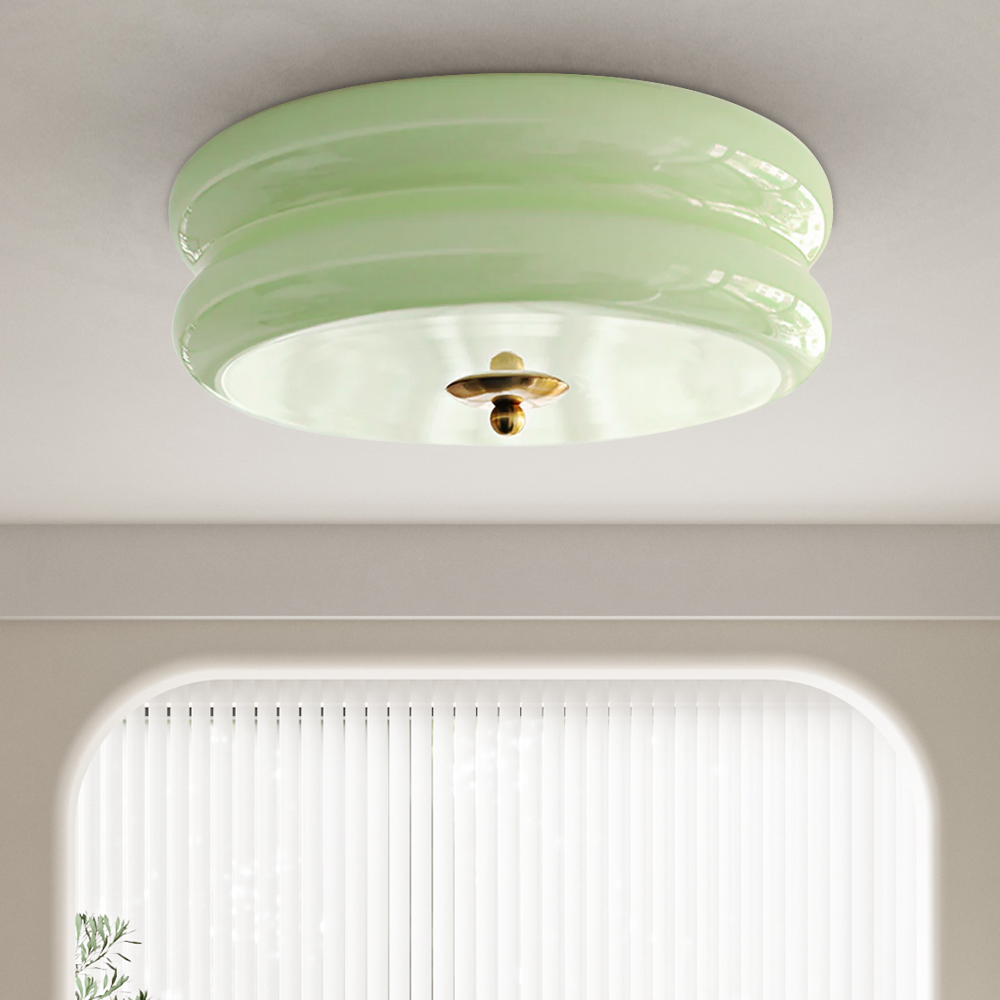 Flush Mount LED Fixture with Adjustable Color Temperature Glass Shade 13 in Diameter for Bedroom Living Room Dining Room Modern Art Deco Sty