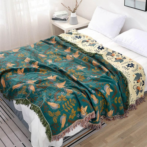Scandinavian Bird Throw Blanket | Reversible Design for Cozy Comfort | Stylish Addition for Any Room