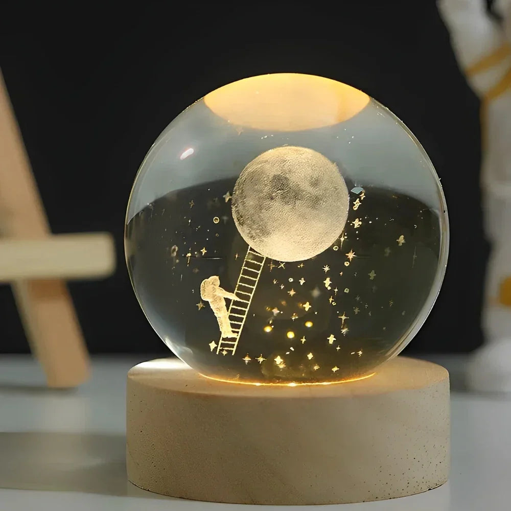 Cosmic Crystal Ball Night Light with LED Color Display | 25 Space Designs | USB Powered Galaxy Sphere Lamp for Bedroom, Living Room & Gift