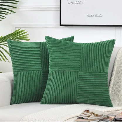Textured Plush Throw Pillow Cover 18x18 Inch Gray Ribbed Velvet Square Cushion Sham for Couch Bed Living Room Soft Decorative Accent Hidden