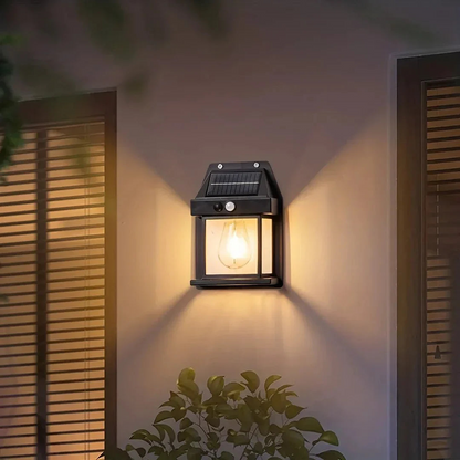 Solar Motion Sensor Security Light 3W LED Warm White for Outdoor Entrance Patio Garden Driveway Wireless Wall Lamp 26 ft Detection