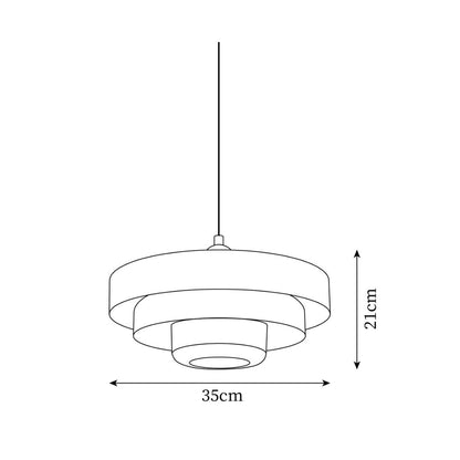 Hanging Iron Ceiling Fixture 14 Inch Layered Shade Height-Adjustable for Kitchen Dining Room Bedroom Modern Retro Downlight E27 Socket