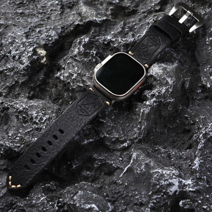Vintage Full-Grain Leather Apple Watch Band | Handcrafted Strap with Patina Finish for 40mm 41mm 42mm 44mm 45mm 49mm | Classic Buckle Design