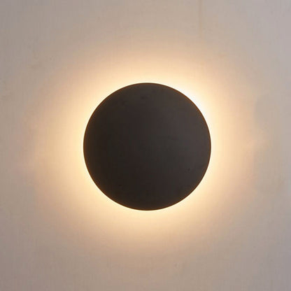 Round Metal Wall Sconce Modern Minimalist LED Light for Bedroom Living Room Black White Gold Finish Hardwired 8 to 20 Inch