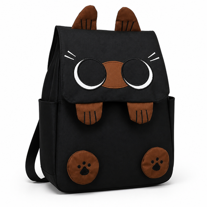 Large Capacity Cartoon Cat Nylon Backpack (Machine-Washable)