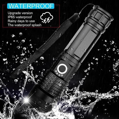Rechargeable LED Tactical Flashlight USB Zoom Adjustable 90000 Lumen Handheld Torch for Camping Hiking Emergency