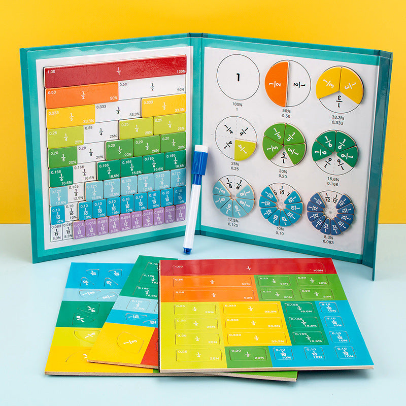 Interactive Fraction Learning Board with Magnetic Pieces for Kids Math Practice Home School Classroom Teaching Aid