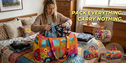 Quilted Floral Weekend Travel Duffel Bag with Reinforced Frame for Women | Carry-On Overnight Bag