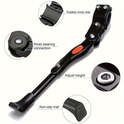 Adjustable Bicycle Kickstand Side Mount Parking Stand for Road Bikes Mountain Bikes Hybrid Bikes Stability Support 12.9-14.9 Inch Height