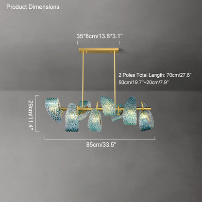 19-Light Glass Ceiling Fixture with Peacock Art Design for Dining Rooms & Large Spaces
