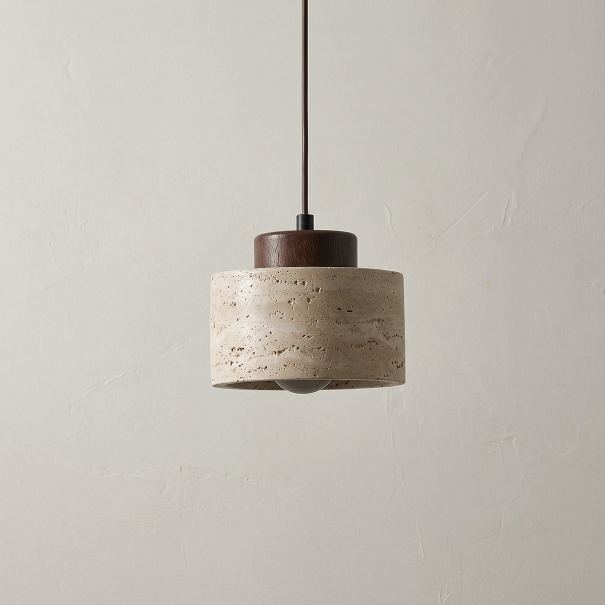 Textured Stone Shade Hanging Light with Natural Grain Finish for Kitchen Island Dining Room Modern Minimalist Ceiling Fixture