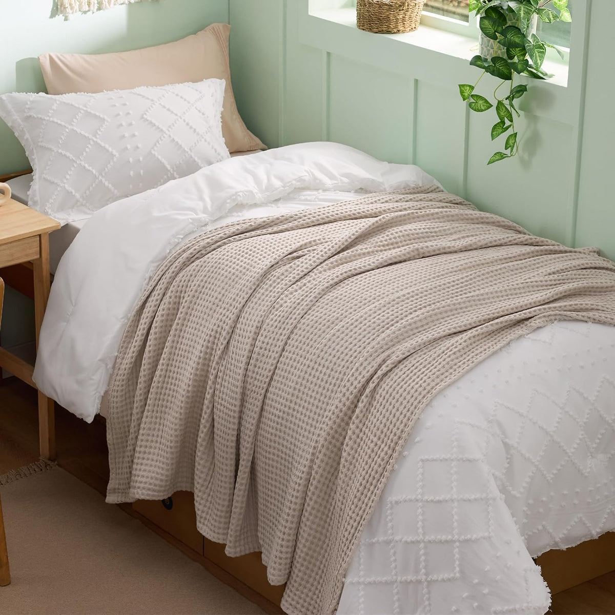Ortekor Cozy Comfort | %100 Cotton Blanket with Waffle Weave Design | Lightweight & Breathable for Year-Round Use