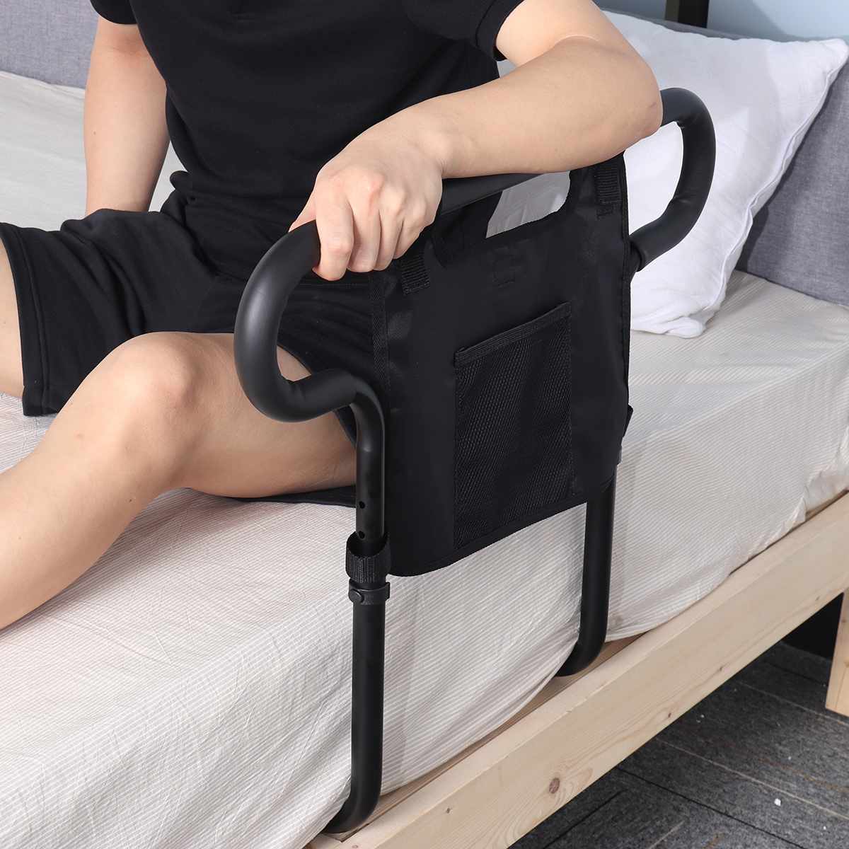 Adjustable Bed Safety Guard | Sturdy Support for Seniors with Storage Pouch