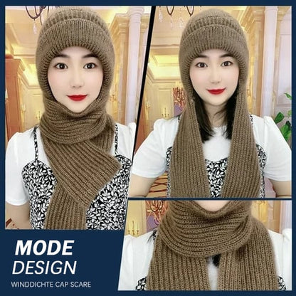 Thermal Hooded Scarf with Built-In Face Mask and Ear Coverage for Winter Outdoor Activities