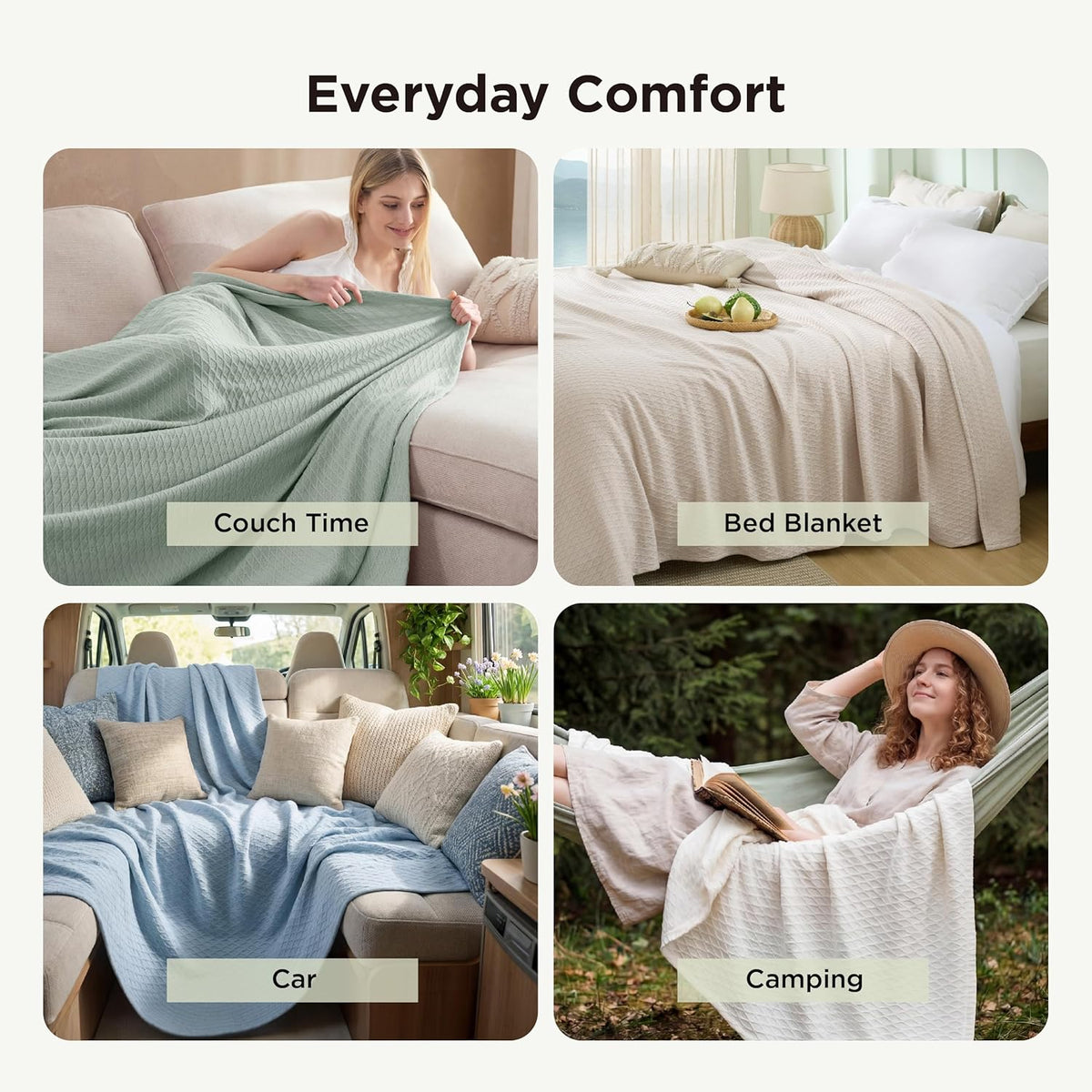 Cozy Comfort | Cooling Bamboo Rayon Blanket for Hot Sleepers | Lightweight & Breathable Summer Throw for Bed and Couch