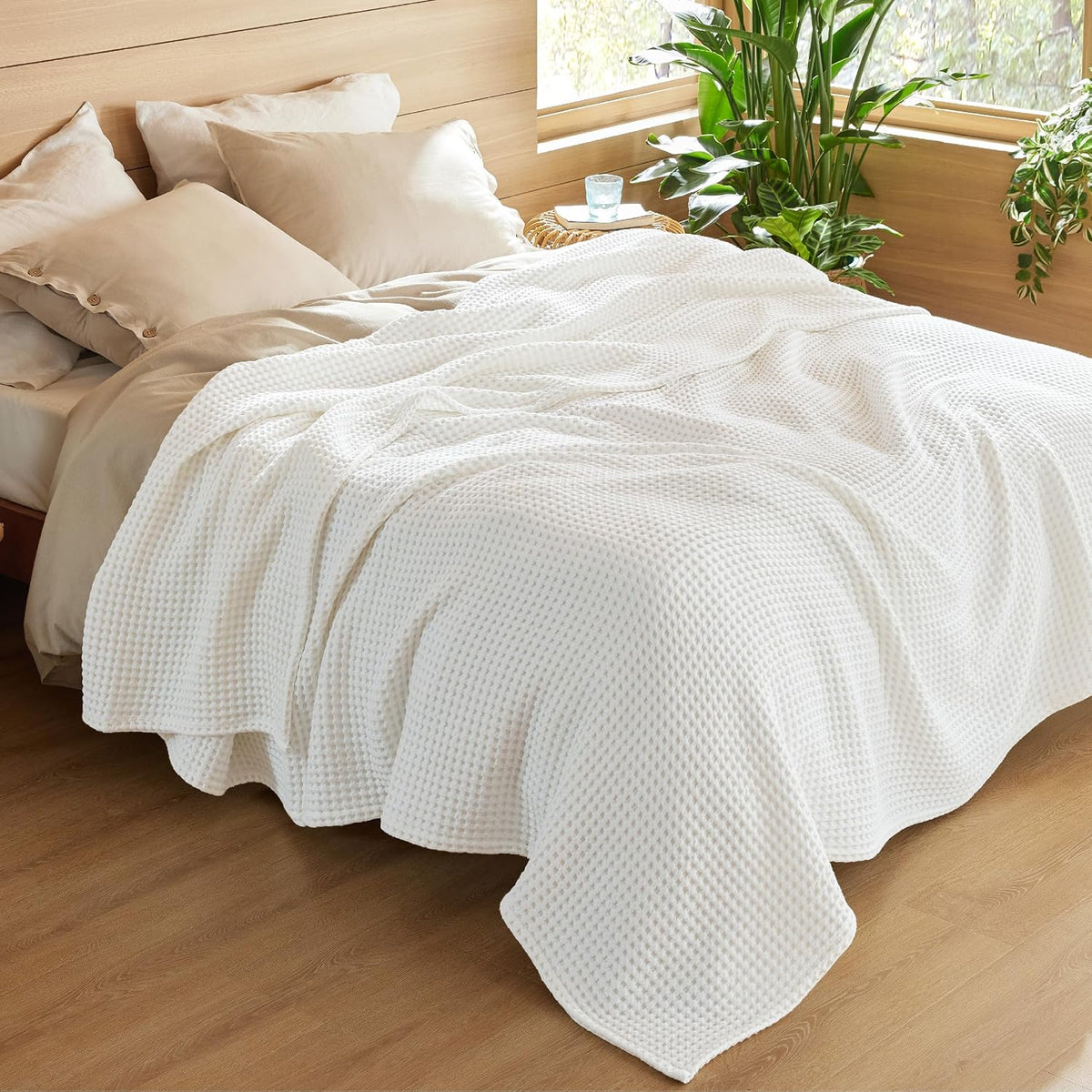 Ortekor Cozy Comfort | %100 Cotton Blanket with Waffle Weave Design | Lightweight & Breathable for Year-Round Use