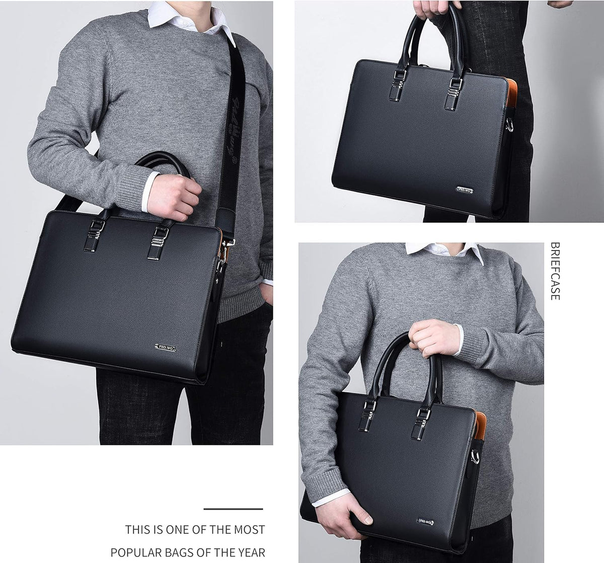 Executive Leather Briefcase | Multi-Compartment Design with Padded Handles | Perfect Laptop Briefcase for Men