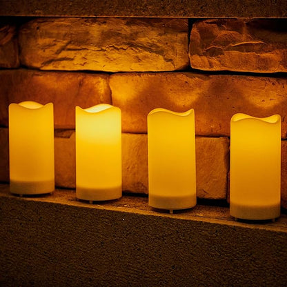 Battery-Powered LED Pillar Candle 4 Inch Realistic Flicker Ivory Wax-Effect Indoor Decor Safe Lighting for Bedroom Living Room Dining Table