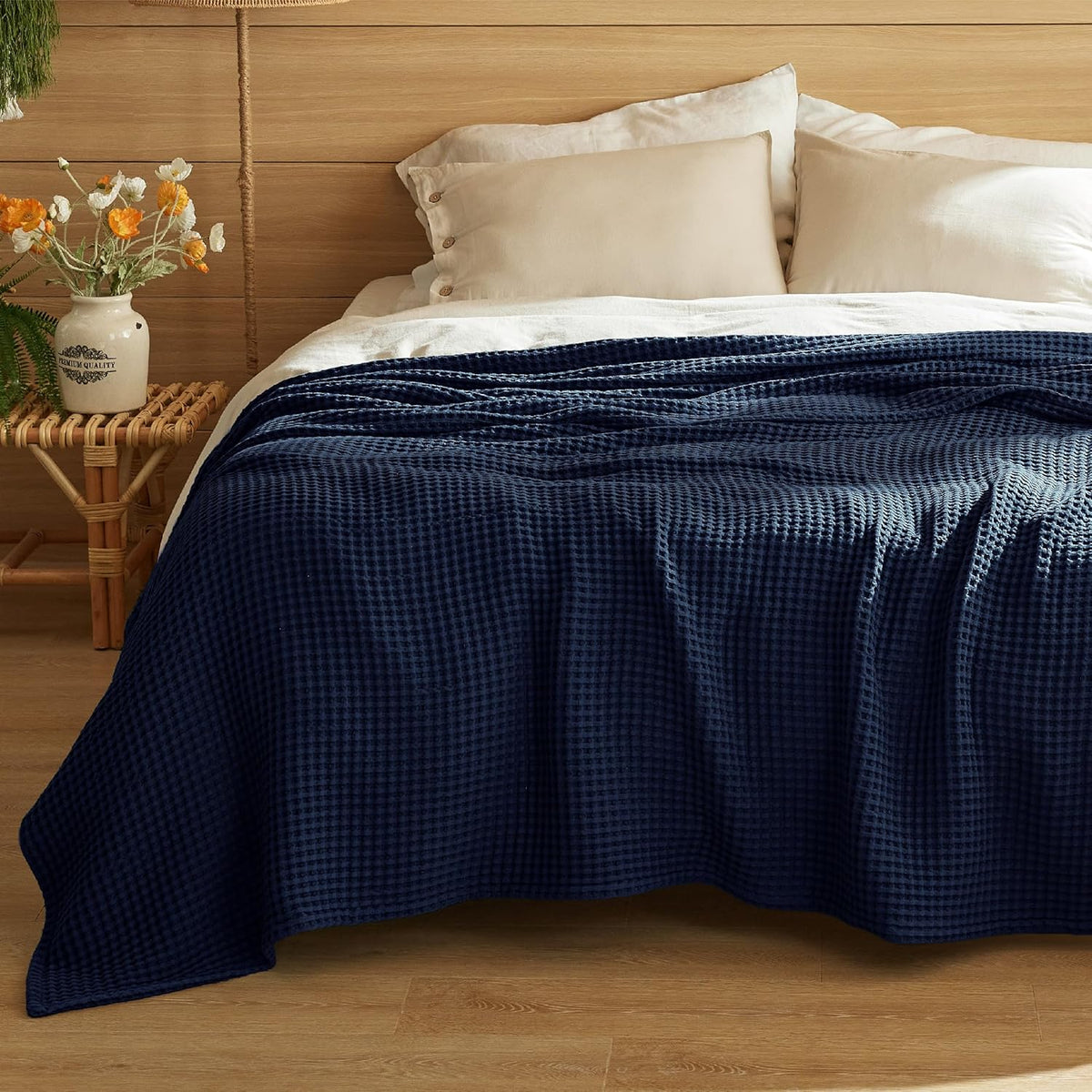 Ortekor Cozy Comfort | %100 Cotton Blanket with Waffle Weave Design | Lightweight & Breathable for Year-Round Use