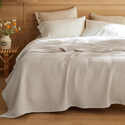 Ortekor Cozy Comfort | %100 Cotton Blanket with Waffle Weave Design | Lightweight & Breathable for Year-Round Use