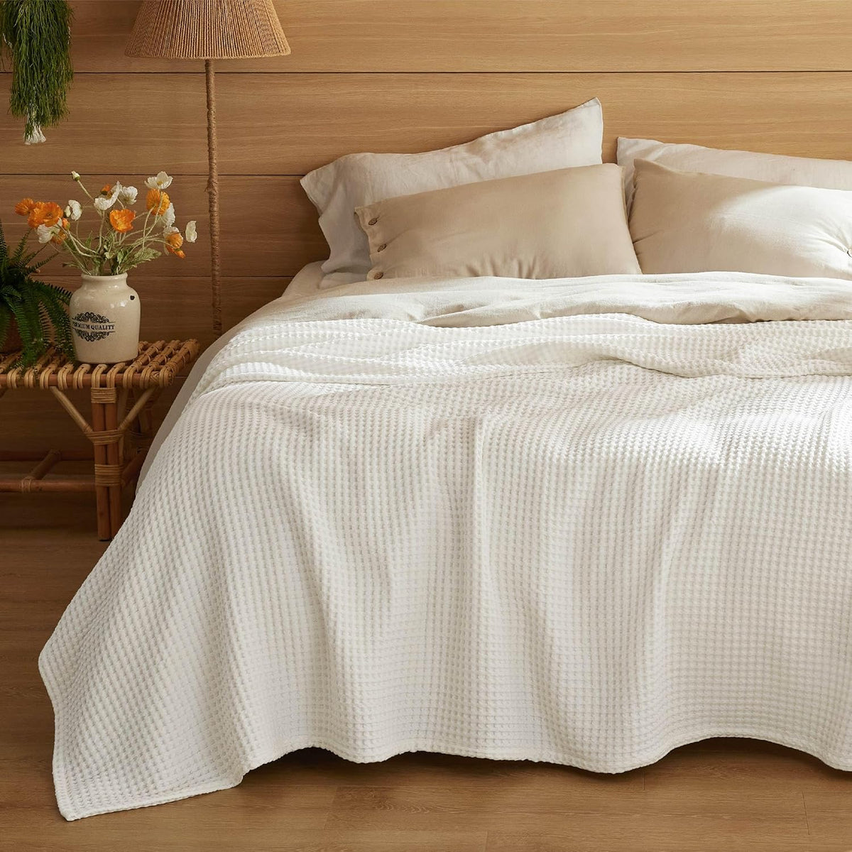 Ortekor Cozy Comfort | %100 Cotton Blanket with Waffle Weave Design | Lightweight & Breathable for Year-Round Use