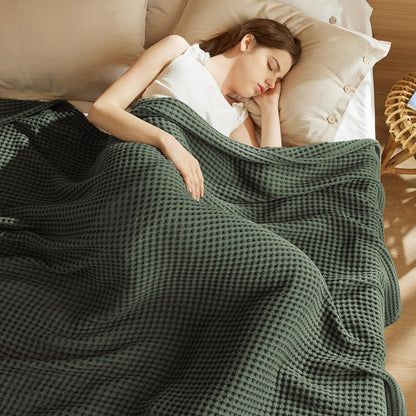 Ortekor Cozy Comfort | %100 Cotton Blanket with Waffle Weave Design | Lightweight & Breathable for Year-Round Use