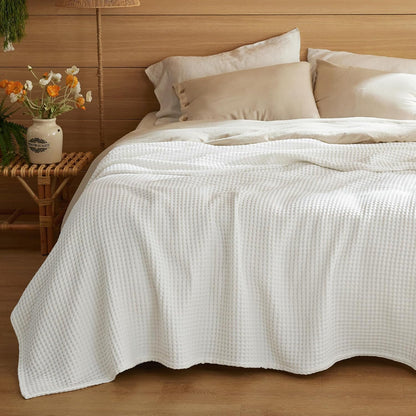 Ortekor Cozy Comfort | %100 Cotton Blanket with Waffle Weave Design | Lightweight & Breathable for Year-Round Use