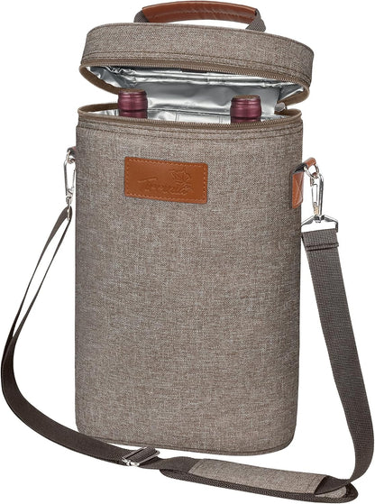 Insulated Wine Tote Carrier Bag with Padded Design | Leakproof Cooler for Travel and Parties