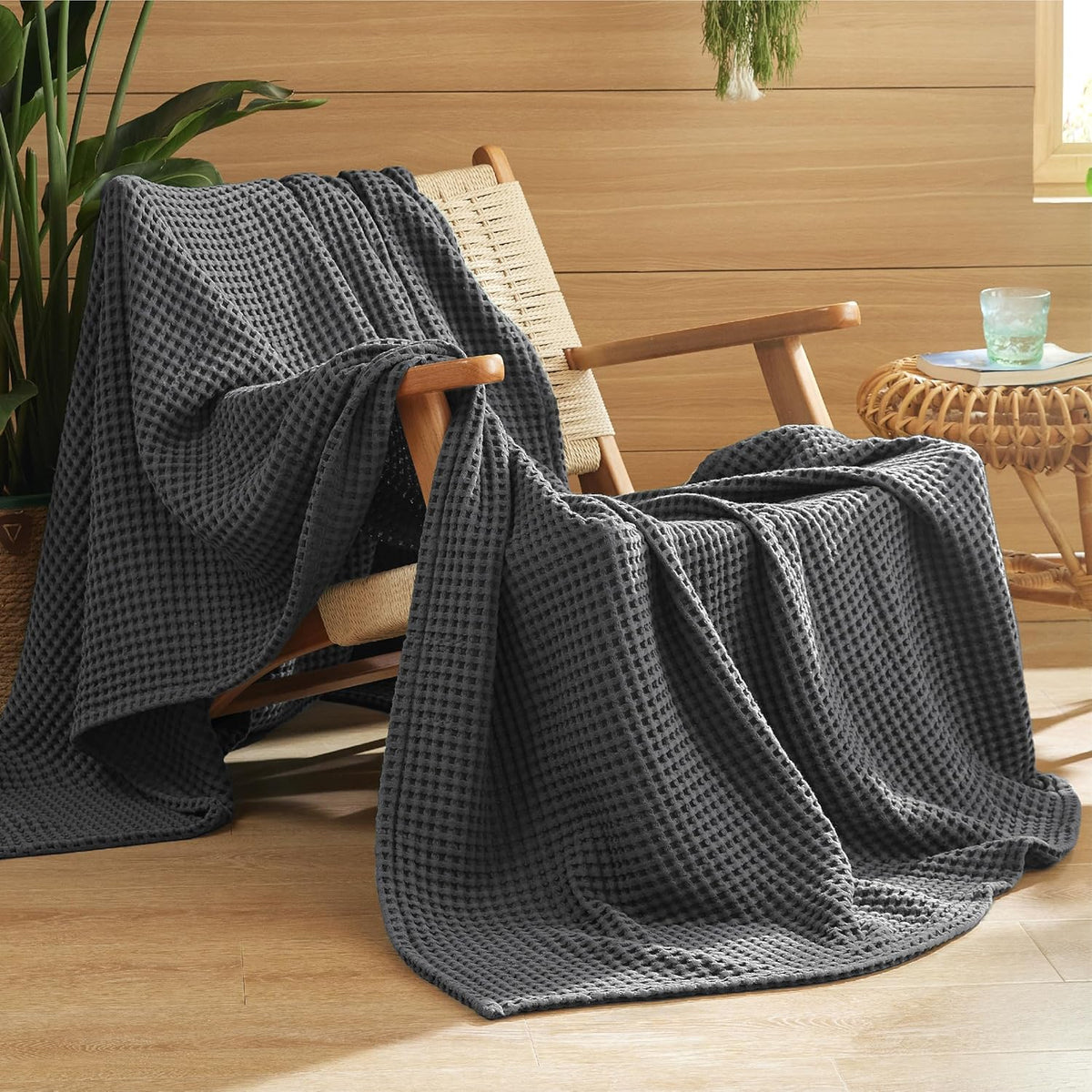 Ortekor Cozy Comfort | %100 Cotton Blanket with Waffle Weave Design | Lightweight & Breathable for Year-Round Use