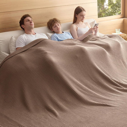 Ortekor Cozy Comfort | %100 Cotton Blanket with Waffle Weave Design | Lightweight & Breathable for Year-Round Use