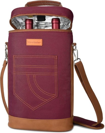 Insulated Wine Tote Carrier Bag with Padded Design | Leakproof Cooler for Travel and Parties