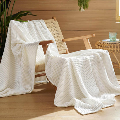 Ortekor Cozy Comfort | %100 Cotton Blanket with Waffle Weave Design | Lightweight & Breathable for Year-Round Use