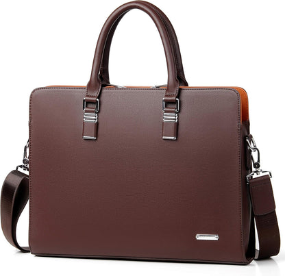 Executive Leather Laptop Bag 15.6-Inch for Work Travel School Office Business Men Women Professionals
